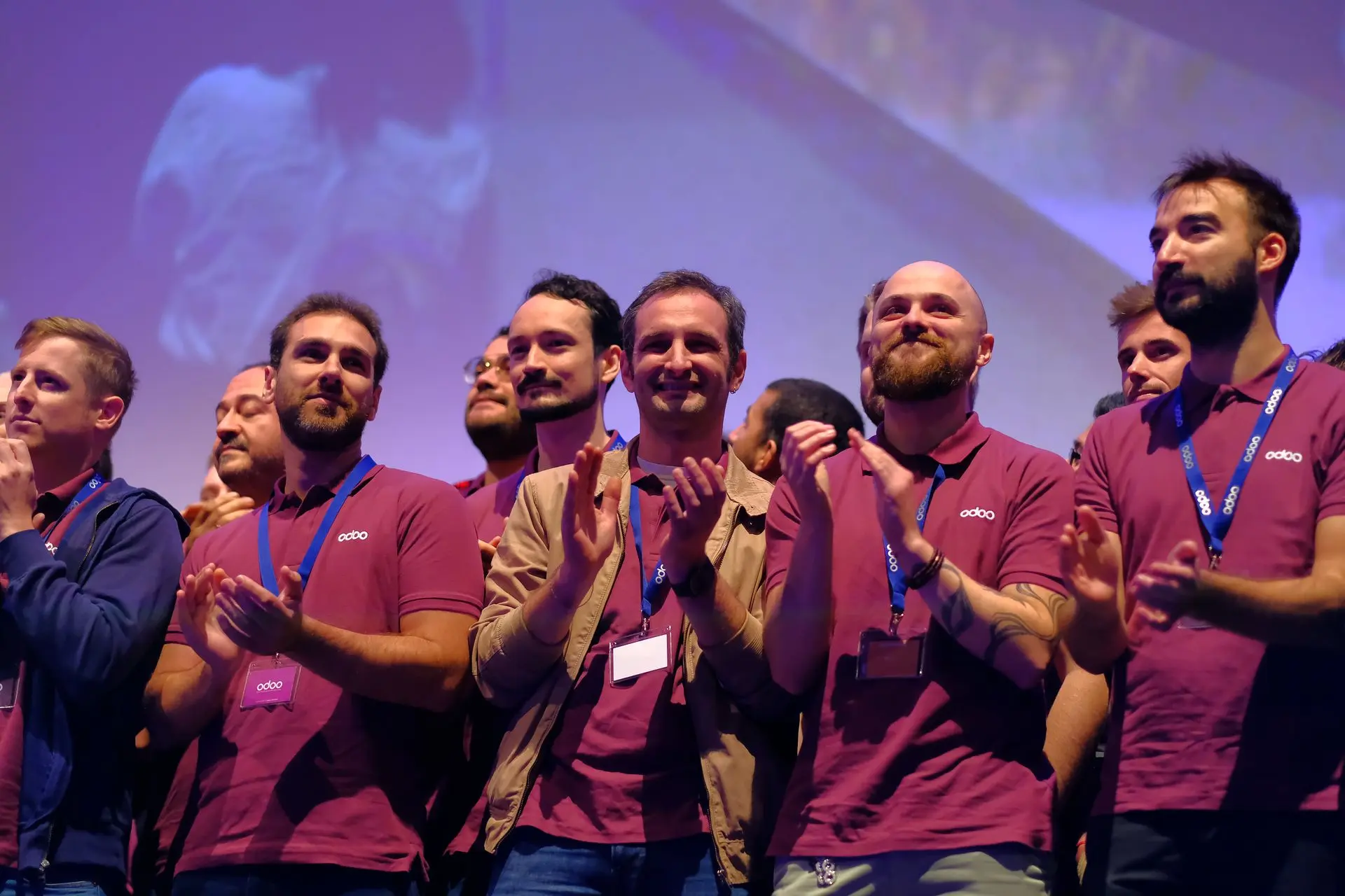 Odoo employees celebrating the awards