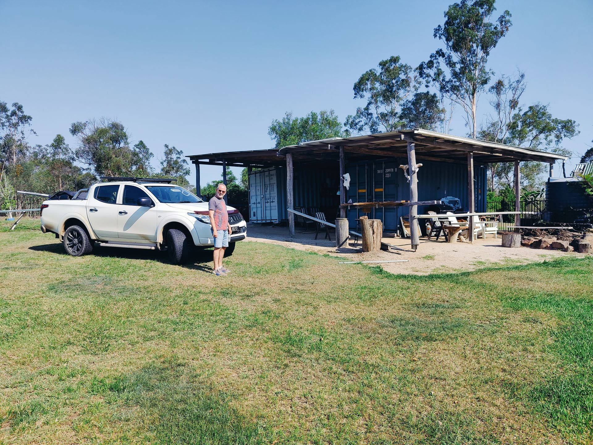 a man and a truck in the Australian outback